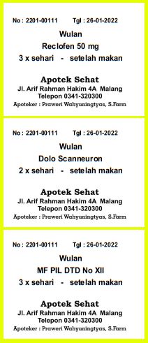 Etiket dari program apotek Prorinum