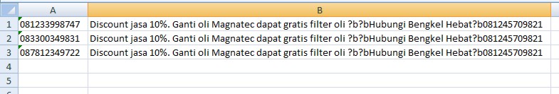 Menulis Pesan SMS Massal pakai Excel
