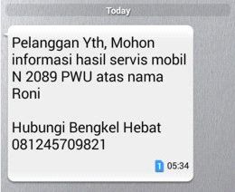 Pesan layanan servis kendaraan - aplikasi bengkel