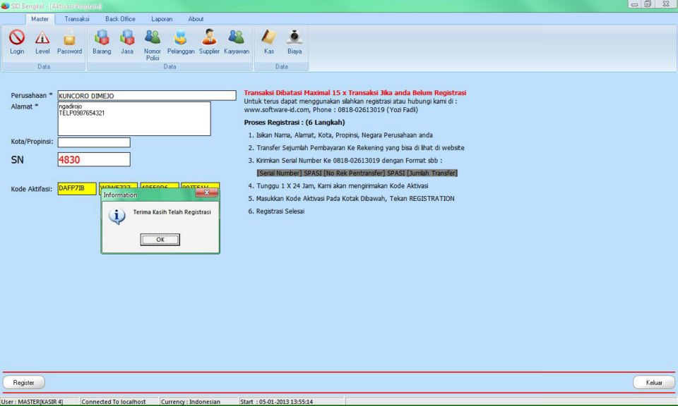 Tampilan Software Bengkel Softwre-id